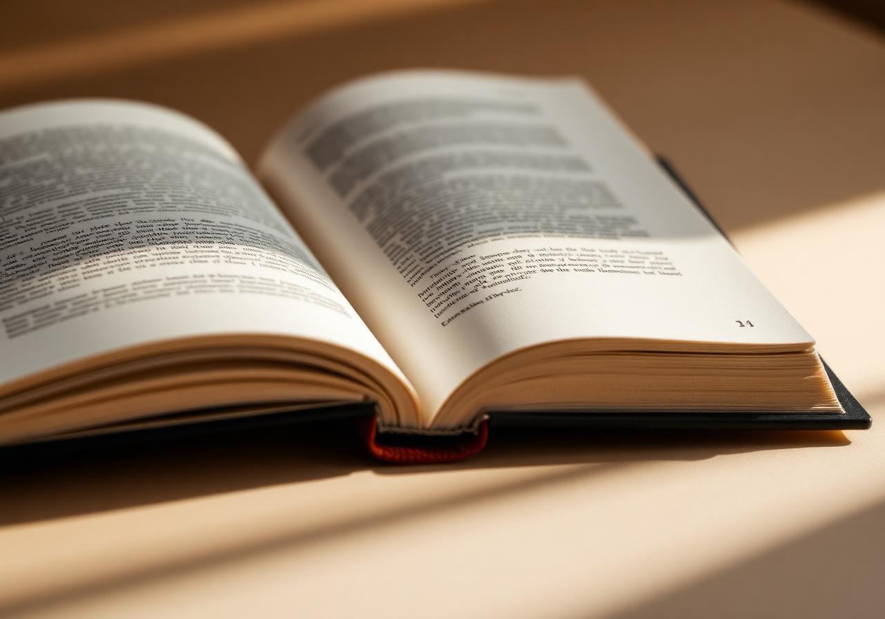 Páginas de um livro premium em luz natural